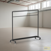 Wieszak mobilny na kółeczkach dwurzędowy reling z półką na obuwie Wieszak mobilny na kółeczkach dwurzędowy reling z półką na obuwie