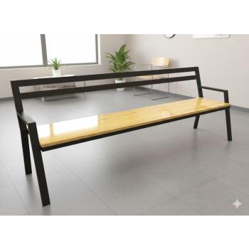 ŁAWKA wolnostojąca metalowo-drewniana z OPARCIEM