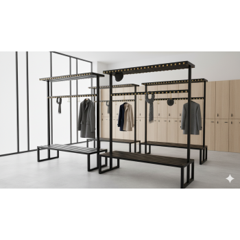 Ławka metalowa z wieszakami dwustronna