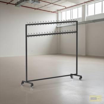 Wieszak mobilny na kółeczkach dwurzędowy